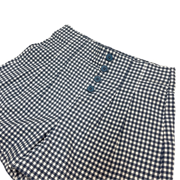 SOLD 🔴 Shinestar high waisted shorts size L W29 gingham vichy print blue white - Picture 3 of 13